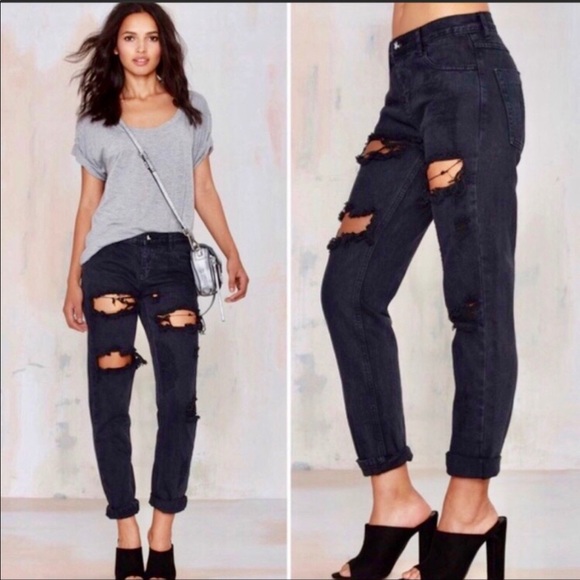 One Teaspoon Trashed Freebirds Jeans in Fox Black